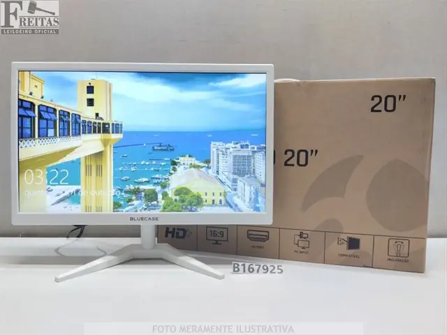LOTE COM 01 MONITOR LED BLUCASE 20" BM20K4HVWW BRANCO ACOMPANHA BASE / FONTE / CABO 75381450010