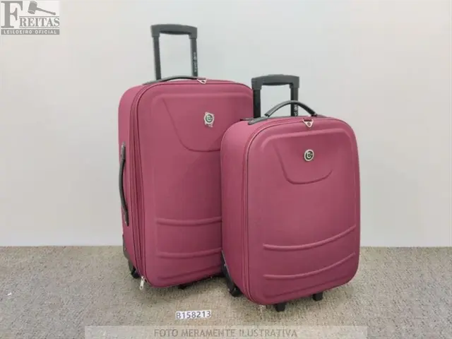 LOTE COM KIT 02 MALAS DE VIAGEM SESTINI TECIDO COR VINHO "P / M" (P