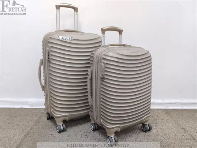 LOTE COM KIT 02 MALAS DE VIAGEM SESTINI POLIPROPILENO COR BEGE (MED