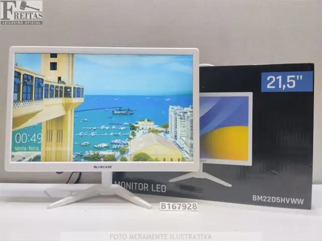 LOTE COM 01 MONITOR LED BLUCASE 21,5" BM22D5HVWW BRANCO ACOMPANHA BASE / FONTE / CABO 7109130360