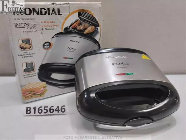 LOTE COM 01 GRILL / SANDUICHEIRA 2 EM 1 MONDIAL INOX GRILL PREMIUM S-07 800W 220V 60HZ…