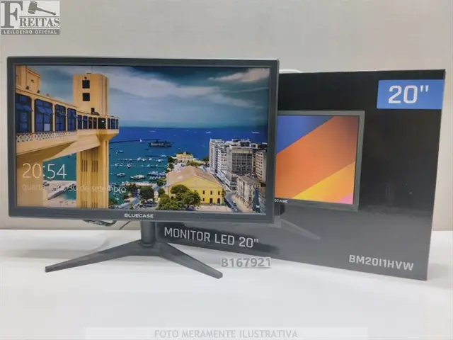 LOTE COM 01 MONITOR LED BLUCASE 20" BM20I1HVW PRETO ACOMPANHA BASE / FONTE / CABO 85686042424