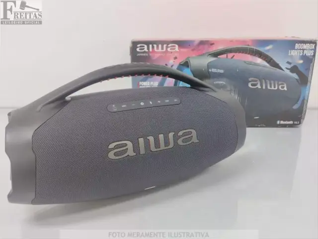 LOTE COM 01 CAIXA DE SOM AIWA BOOMBOX PLUS BBS-01-LBL 200W BLUETOOTH 30H IP66 USB RGB