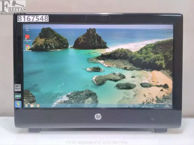 LOTE COM 01 COMPUTADOR HP 100B ALL-IN-ONE 20" WINDOWS 7 PRO PROCESSADOR AMD E-350 4GB RAM ACOMPANHA…