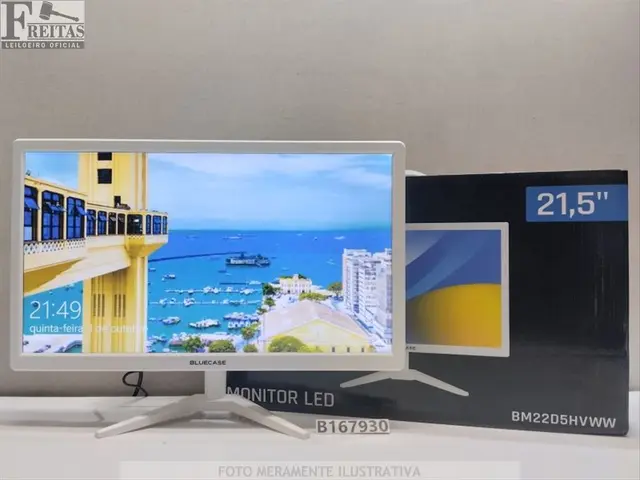 LOTE COM 01 MONITOR LED BLUCASE 21,5" BM22D5HVWW BRANCO ACOMPANHA BASE / FONTE / CABO 71079130266
