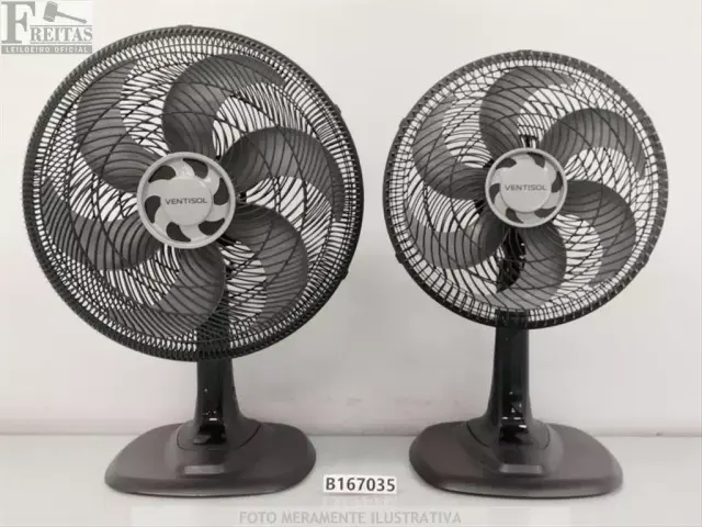 LOTE COM 02 VENTILADORES DE MESA VENTISOL 6 HÉLICES VOM TURBO 6 (1- 40CM 80W 127V 60HZ…