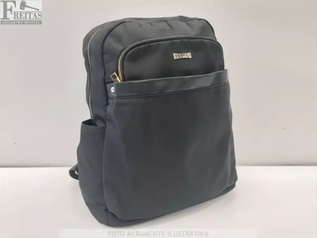 LOTE COM 01 MOCHILA SESTINI PRETO POLIÉSTER 0,34X0,35CM ORGANIZADOR INTERNO BOLSOS LATERAIS ALÇA…