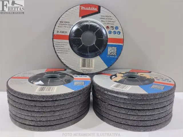 LOTE COM 15 DISCOS DE DESBASTE MAKITA 4 1/2" X 1/4" X 7/8" D-19831