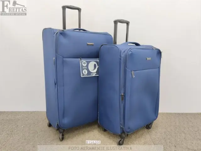 LOTE COM KIT 02 MALAS DE VIAGEM SESTINI TECIDO COR AZUL "M / G" (M