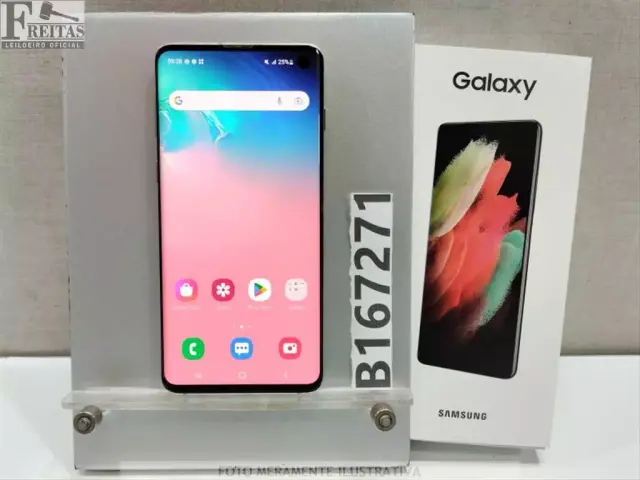LOTE COM 01 SMARTPHONE SAMSUNG GALAXY S10 SM-G973F 128GB 8GB RAM COM BATERIA RQ8M80RRHMD