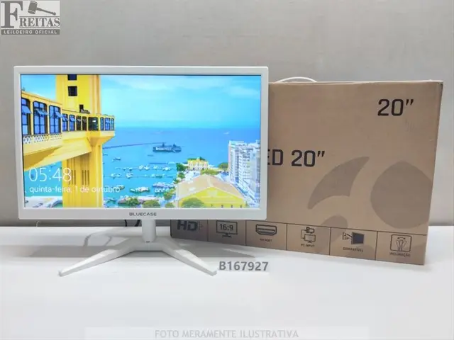 LOTE COM 01 MONITOR LED BLUCASE 20" BM20K4HVWW BRANCO ACOMPANHA BASE / FONTE / CABO 74681450340