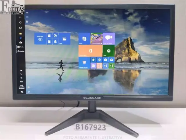 LOTE COM 01 MONITOR LED BLUCASE 20" BM20G1HVW PRETO ACOMPANHA BASE / FONTE / CABO 84685471531