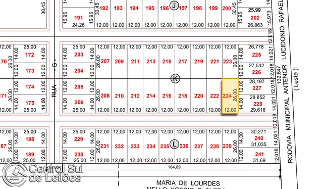 Terreno no LT 224 QD K, com área de 312,00m², no Lot. Recanto do Sul, em Araranguá/SC