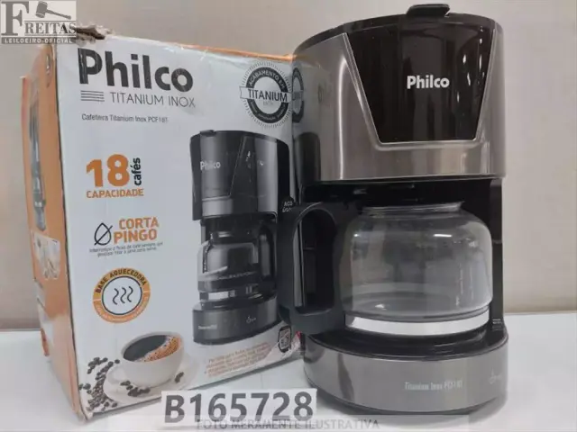 LOTE COM 01 CAFETEIRA PHILCO TITANIUM INOX 18 CAFÉS PCF18T 550W 220V 60HZ 0430075159YQ35A