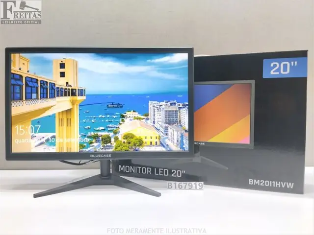 LOTE COM 01 MONITOR LED BLUCASE 20" BM20I1HVW PRETO ACOMPANHA BASE / FONTE / CABO 85686042301