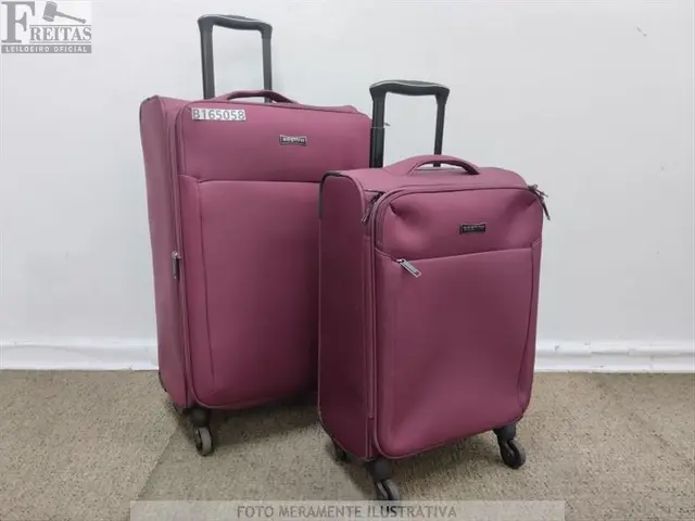 LOTE COM KIT 02 MALAS DE VIAGEM SESTINI TECIDO COR VINHO (MED