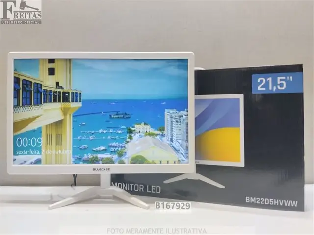 LOTE COM 01 MONITOR LED BLUCASE 21,5" BM22D5HVWW BRANCO ACOMPANHA BASE / FONTE / CABO 71079130338