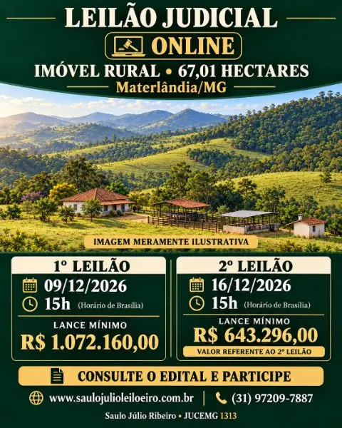 Imóvel rural c/ área de 67,01 hec com benfeitorias