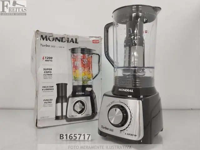 LOTE COM 01 LIQUIDIFICADOR MONDIAL TURBO INOX 1200W 3L L-1200 BI 220V 60HZ 34324106-1411