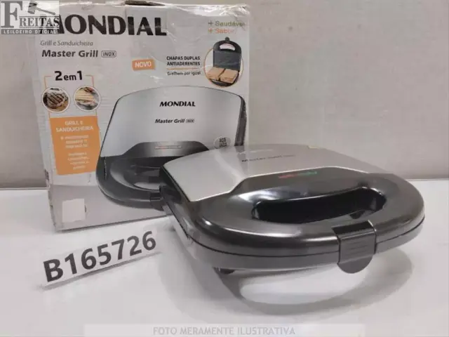 LOTE COM 01 GRILL / SANDUICHEIRA 2 EM 1 MONDIAL MASTER GRILL INOX S-20 750W 220V 60HZ 00002153-21A00