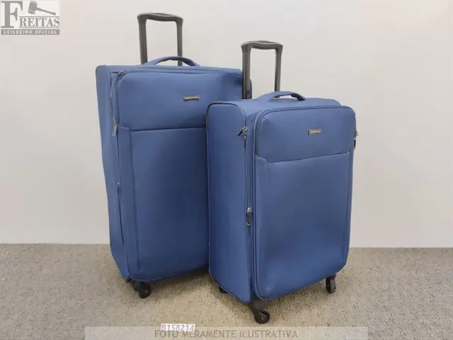 LOTE COM KIT 02 MALAS DE VIAGEM SESTINI TECIDO COR AZUL "M / G" (M