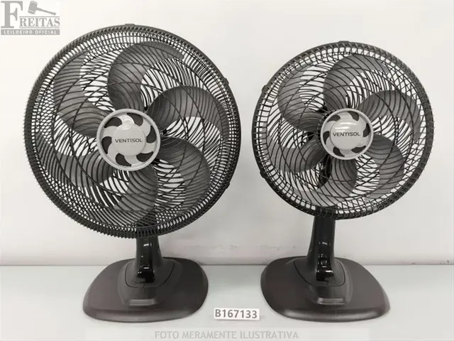LOTE COM 02 VENTILADORES DE MESA VENTISOL 6 HÉLICES VOM TURBO 6 127V 60HZ (1- 40CM 80W…