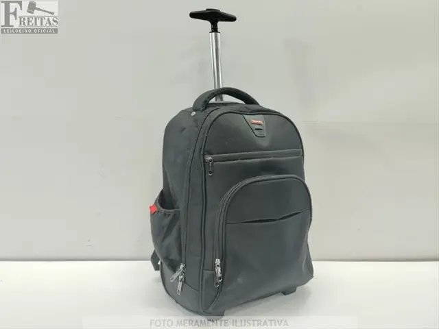 LOTE COM 01 MOCHILA CARRINHO SESTINI PRETO POLIÉSTER 0,40X0,45CM ORGANIZADOR INTERNO BOLSO…