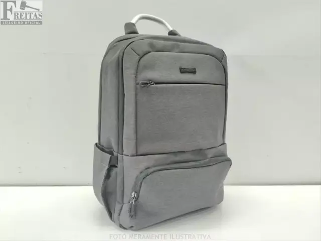 LOTE COM 01 MOCHILA SESTINI CINZA POLIÉSTER 0,32X0,45CM ORGANIZADOR INTERNO (NOTEBOOK) BOLSO…
