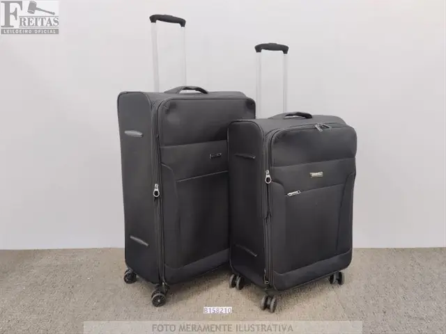 LOTE COM KIT 02 MALAS DE VIAGEM SESTINI TECIDO COR PRETA "M / G" (M