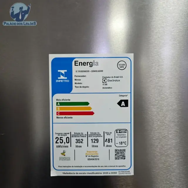 1 REFRIGERADOR ELECTROLUX FF IT70S 480L INOX BIVOLT