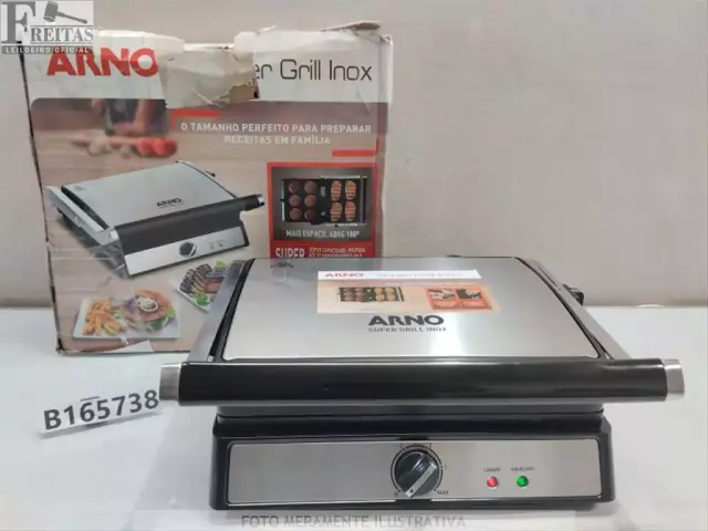 LOTE COM 01 SUPER GRILL INOX ARNO 180° GC122DB2 1830W 220V 60HZ GCI22DB2/K20-2223