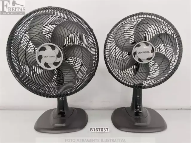 LOTE COM 02 VENTILADORES DE MESA VENTISOL 6 HÉLICES VOM TURBO 6 (1- 40CM 80W 220V 60HZ…