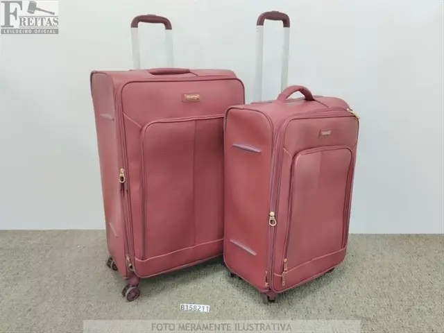 LOTE COM KIT 02 MALAS DE VIAGEM SESTINI TECIDO COR VINHO "M / G" (M