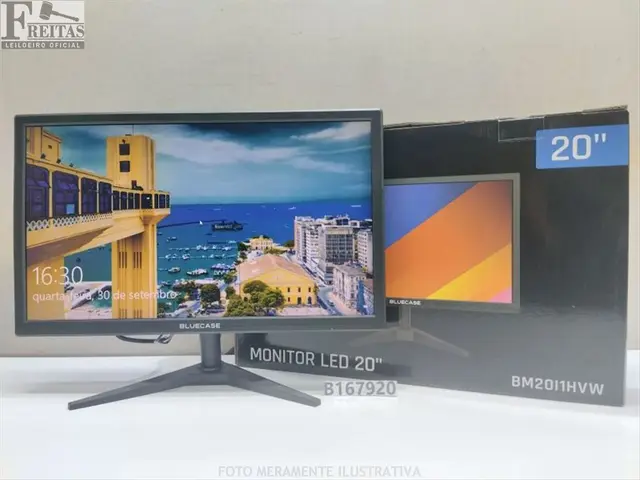 LOTE COM 01 MONITOR LED BLUCASE 20" BM20I1HVW PRETO ACOMPANHA BASE / FONTE / CABO 85686043740