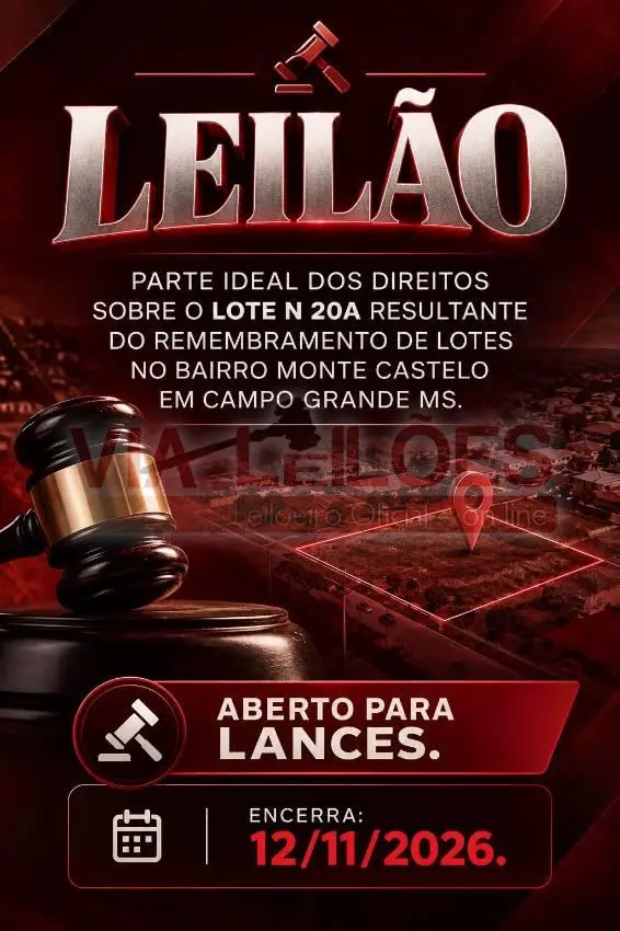 PARTE IDEAL DOS DIREITOS SOBRE O LOTE N 20A RESULTANTE DO REMEMBRAMENTO DE LOTES NO BAIRR