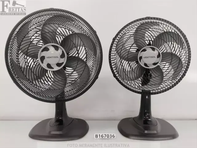 LOTE COM 02 VENTILADORES DE MESA VENTISOL 6 HÉLICES VOM TURBO 6 127V 60HZ (1- 40CM 80W…