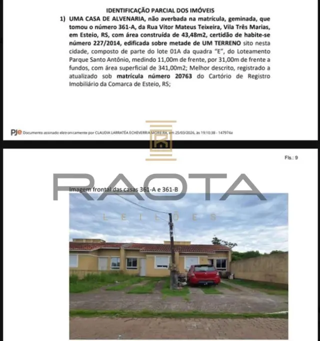 18 casas em Esteio com 43,48m2 cada construidas